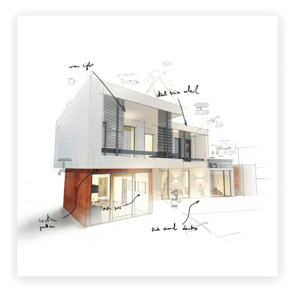 Croquis d'une maison - rénovation à Caen