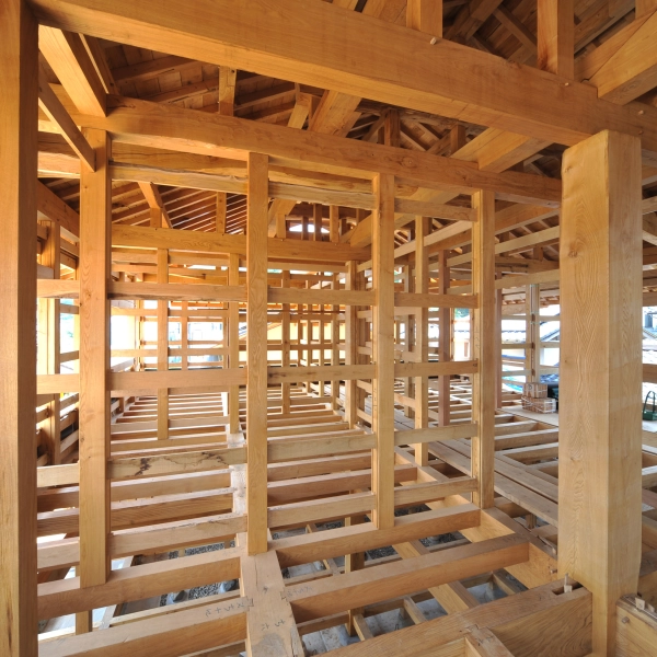 Construction de l'ossature bois d'une maison à Caen