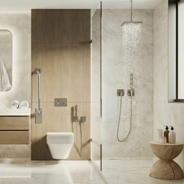 Aménagement d'une douche pour personnes en fauteuil roulant 