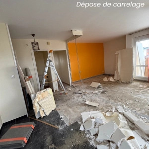 Dépose du carrelage dans appartement à Caen