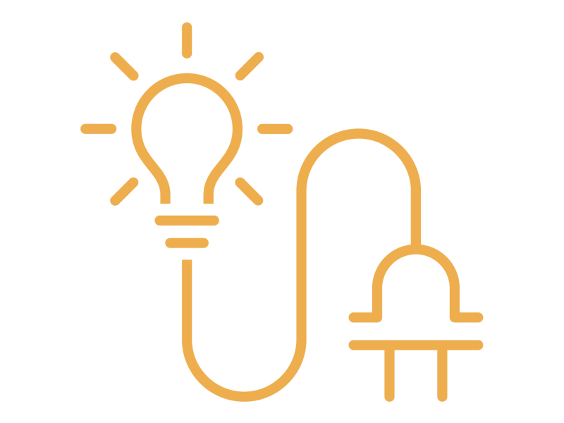 Pictogramme ampoule et prise électrique
