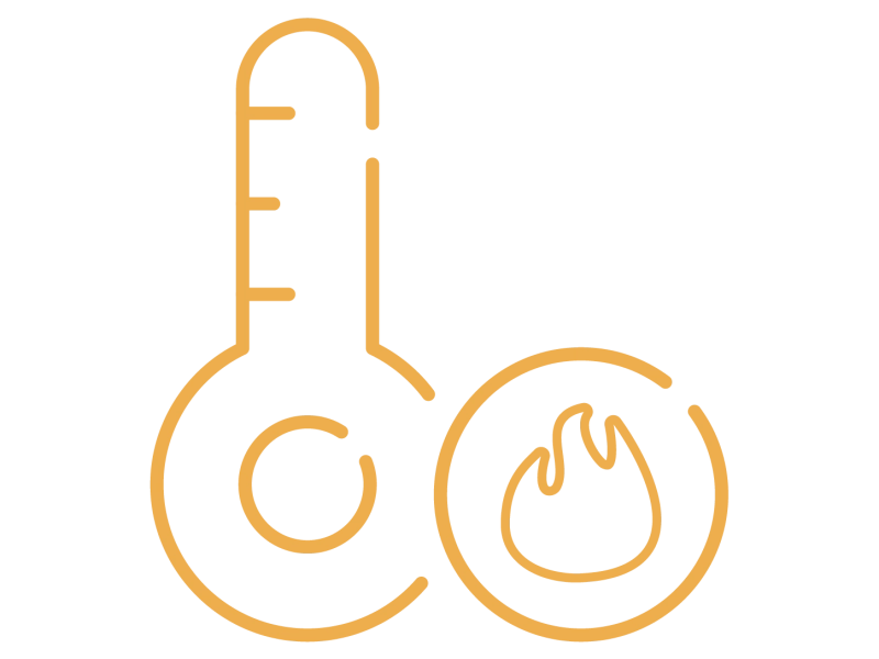 Pictogramme thermomètre et feu (chaleur)