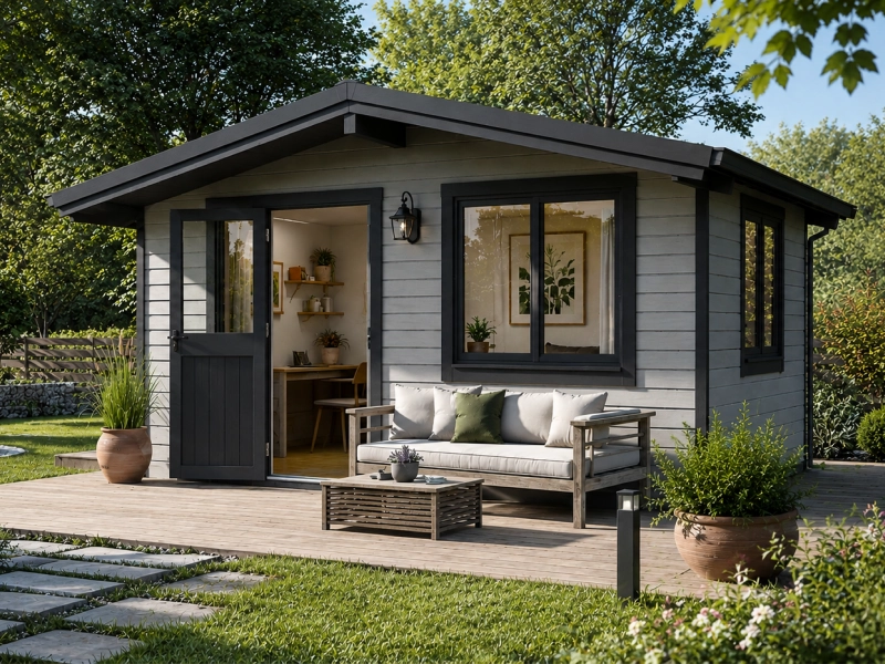 Studio de jardin aménagé pour utilisation de bureau de jardin ou de chambre d'amis