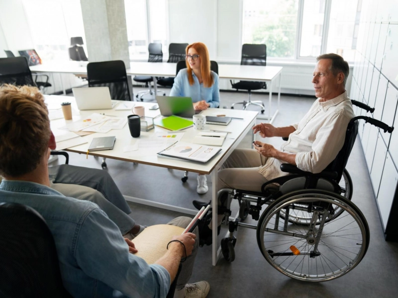 Bureaux aménagés pour accueil de PMR